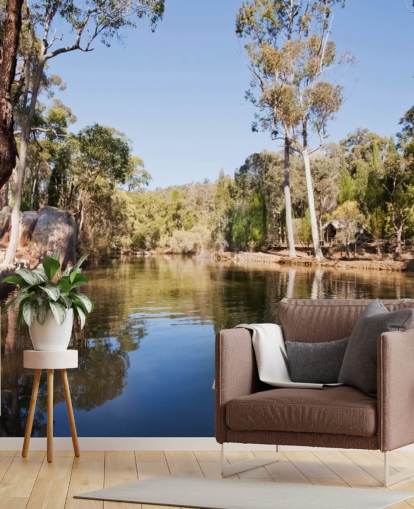 fondo de pantalla de lago y árboles en australia caliente