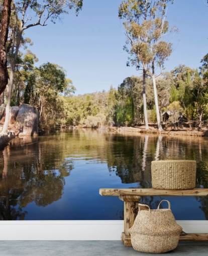 lake and trees in hot australia wallpaper