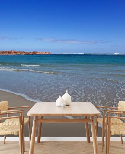 Decorazione murale con ampia spiaggia blu