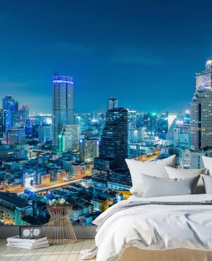 blaue Ansicht von Bangkok-Tapete