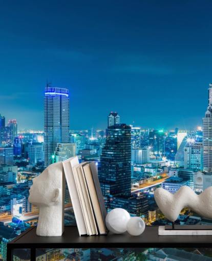 blaue Ansicht von Bangkok-Tapete