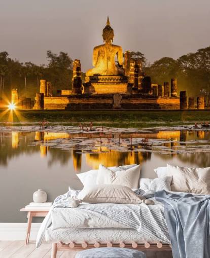 kaunis mukautettu Thaimaan taustakuvamaalaus nimeltä Sukhothai kylpyhuoneisiin, kylpylöihin ja kotitoimistoihin