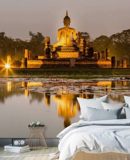 prachtige op maat gemaakte muurschildering op maat genaamd Sukhothai voor badkamers, spa's en thuiskantoren