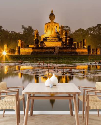 magnifique papier peint mural personnalisé en Thaïlande appelé Sukhothai pour les salles de bains, les spas et les bureaux à domicile