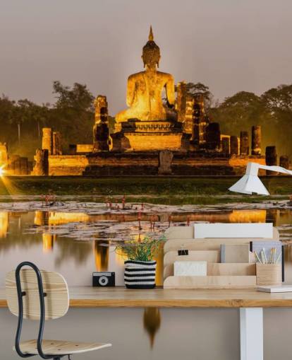 vakkert tilpasset thailandsk tapetmaleri kalt Sukhothai for bad, spa og hjemmekontorer