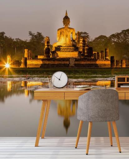 vakkert tilpasset thailandsk tapetmaleri kalt Sukhothai for bad, spa og hjemmekontorer