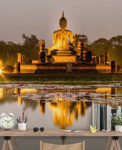 bellissimo murale di carta da parati tailandese personalizzato chiamato Sukhothai per bagni, spa e uffici domestici bellissimo murale di carta da parati tailandese personalizzato chiamato Sukhothai per bagni, spa e uffici domestici