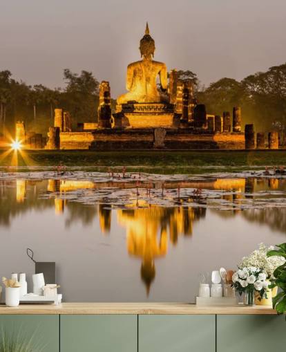 smukt brugerdefineret Thailand tapetmaleri kaldet Sukhothai til badeværelser, kurbade og hjemmekontorer