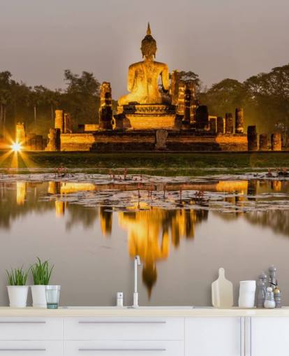 lindo mural de papel de parede personalizado da Tailândia chamado Sukhothai para banheiros, spas e escritórios domésticos