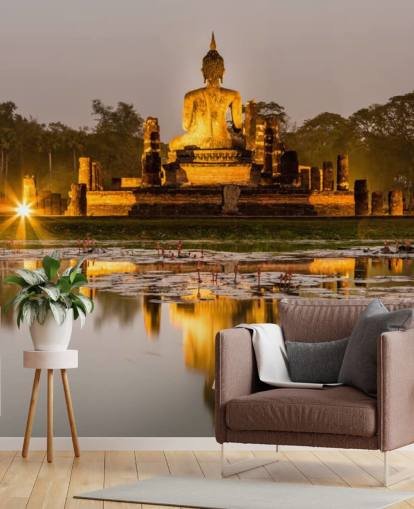 hermoso mural de papel pintado personalizado de Tailandia llamado Sukhothai para baños, spas y oficinas en casa hermoso mural de papel pintado personalizado de Tailandia llamado Sukhothai para baños, spas y oficinas en casa