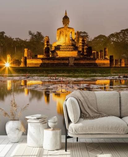 hermoso mural de papel pintado personalizado de Tailandia llamado Sukhothai para baños, spas y oficinas en casa