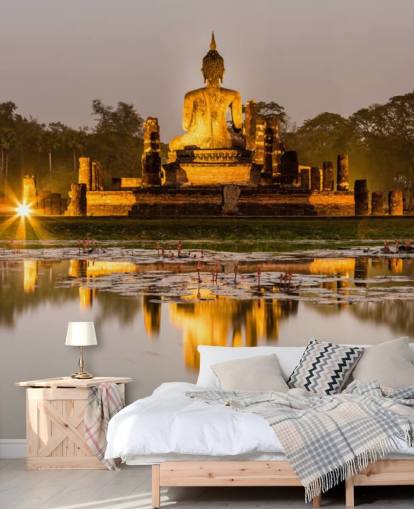 bellissimo murale di carta da parati tailandese personalizzato chiamato Sukhothai per bagni, spa e uffici domestici