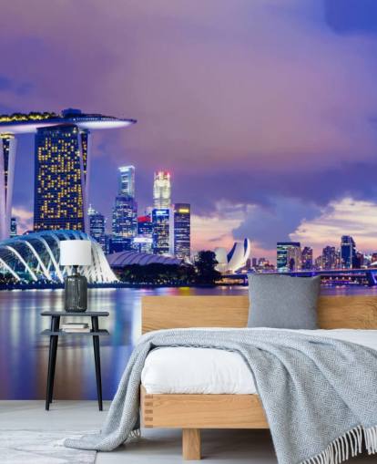 sininen sävytetty singapore illalla tapetti