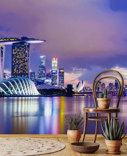 blau getönte Singapur am Abend Tapete blau getönte Singapur am Abend Tapete