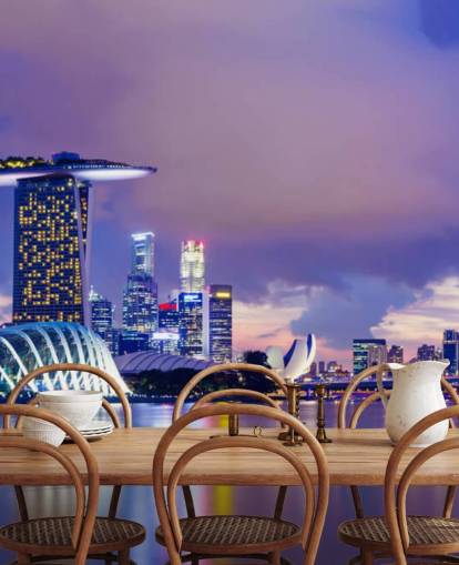 papel pintado de singapur en la noche