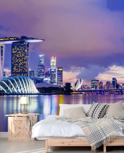 carta da parati color blu singapore la sera