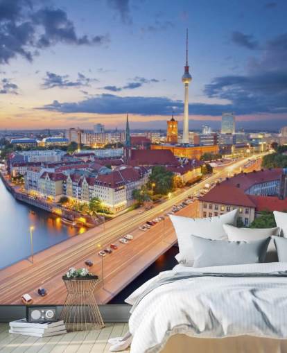 Skyline noturno de Berlim Berlin Evening Skyline Wallpaper Skyline noturno de Berlim Berlin Evening Skyline Wallpaper