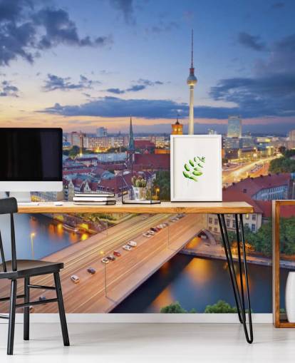 Skyline noturno de Berlim Berlin Evening Skyline Wallpaper Skyline noturno de Berlim Berlin Evening Skyline Wallpaper