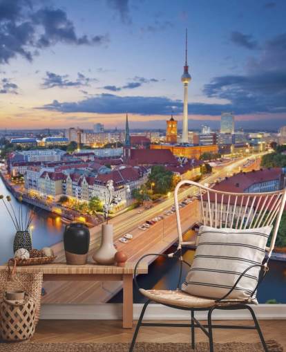 Skyline van Berlijn Berlin Evening Skyline Wallpaper 