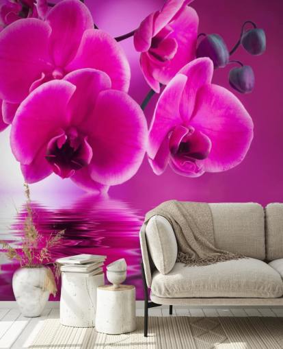 vaaleanpunainen räätälöitävä kukka-taustakuvamaalaus nimeltä Pink Orchids kylpylöihin, hotelleihin ja kylpyhuoneisiin vaaleanpunainen räätälöitävä kukka-taustakuvamaalaus nimeltä Pink Orchids kylpylöihin, hotelleihin ja kylpyhuoneisiin