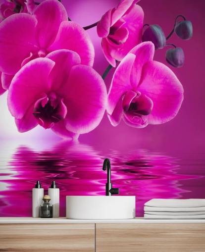 rosa tilpassbart blomstertapet veggmaleri kalt Pink Orchids for spa, hoteller og bad rosa tilpassbart blomstertapet veggmaleri kalt Pink Orchids for spa, hoteller og bad