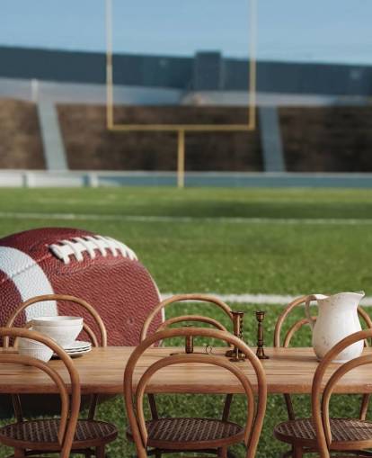 green and brown american football wall mural called American Football Field for colleges, gym and kids bedrooms