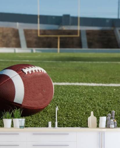 groene en bruine American football muurschildering genaamd American Football Field voor hogescholen, sportscholen en kinderkamers