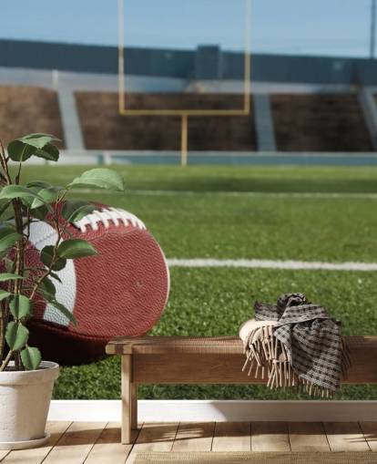 green and brown american football wall mural called American Football Field for colleges, gym and kids bedrooms green and brown american football wall mural called American Football Field for colleges, gym and kids bedrooms
