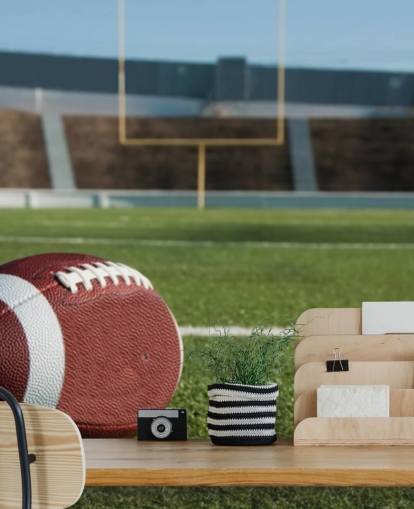 Grünes und braunes American Football-Wandbild namens American Football Field für Colleges, Fitnessstudios und Kinderzimmer
