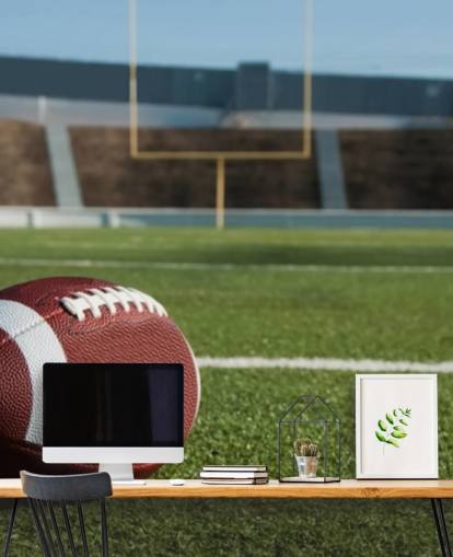 Grünes und braunes American Football-Wandbild namens American Football Field für Colleges, Fitnessstudios und Kinderzimmer