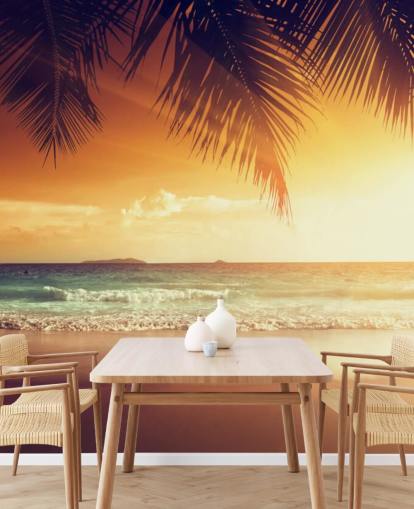 Papel de Parede Laranja Sunset Sky on Tropical Beach
