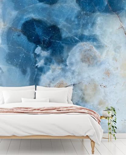 Blauw marmer geode behang