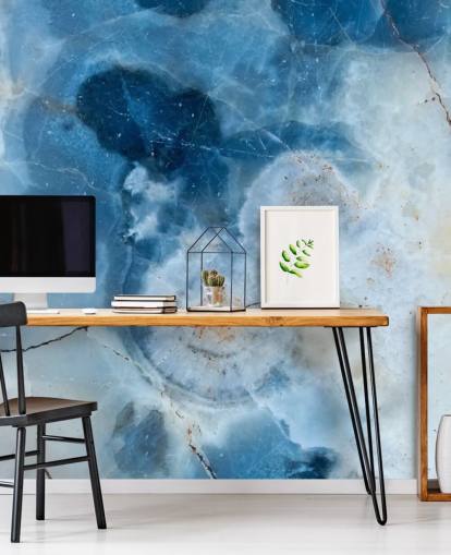 Carta da parati geode in marmo blu