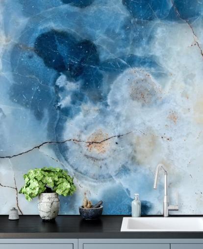 Blå Marmor Geode Baggrund