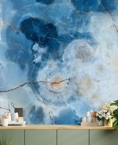 Blå Marmor Geode Baggrund