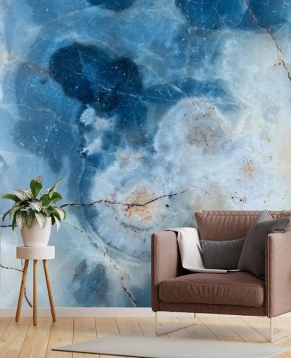 Papel de pared Geoda de mármol azul