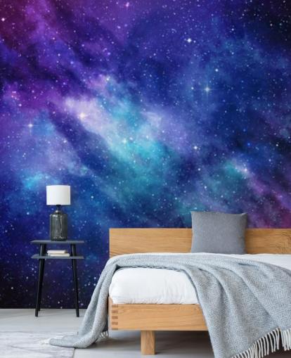 papel de parede espacial roxo, azul e rosa