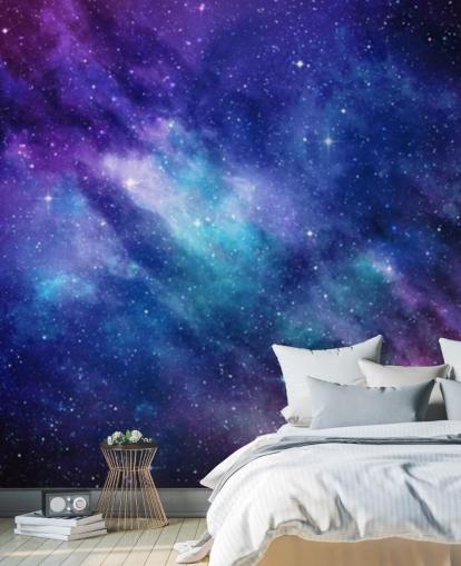 purple, blue and pink space wallpaper