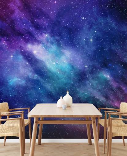 carta da parati spaziale viola, blu e rosa