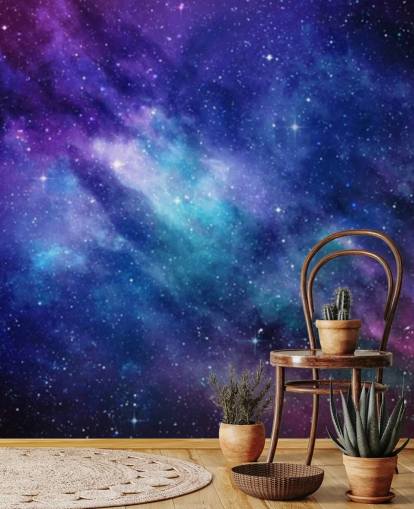 papel pintado de espacio morado, azul y rosa
