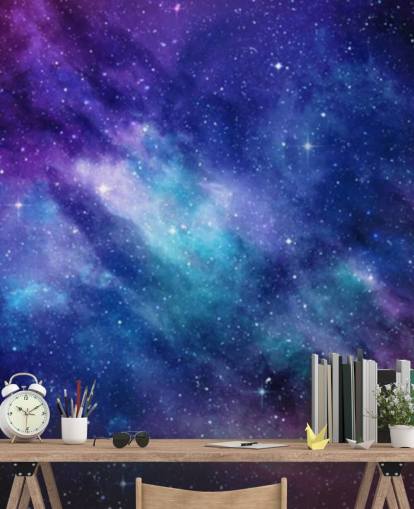 papel pintado de espacio morado, azul y rosa