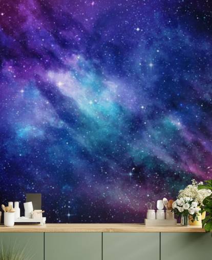 papel pintado de espacio morado, azul y rosa