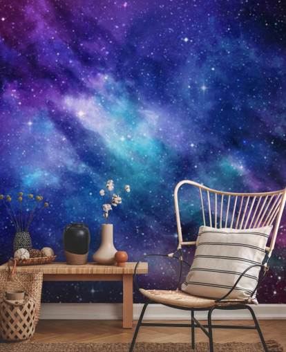 papel pintado de espacio morado, azul y rosa