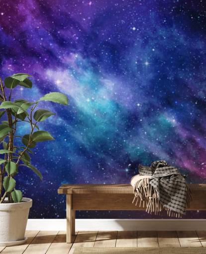 carta da parati spaziale viola, blu e rosa