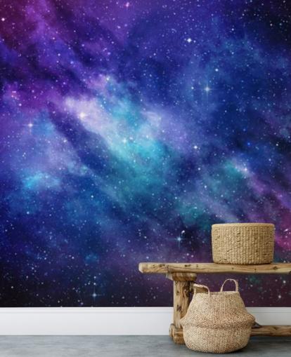 papel pintado de espacio morado, azul y rosa