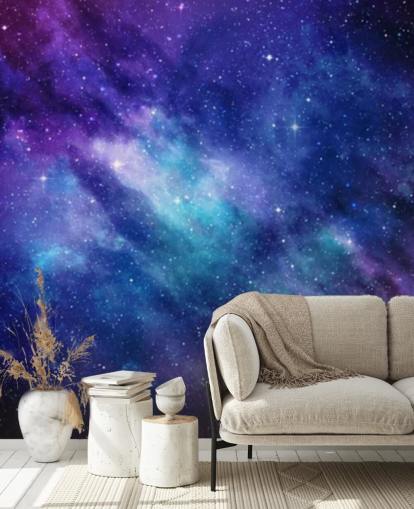 papel pintado de espacio morado, azul y rosa