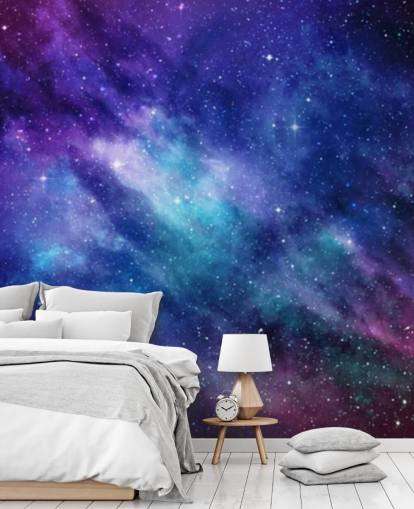 papel pintado de espacio morado, azul y rosa