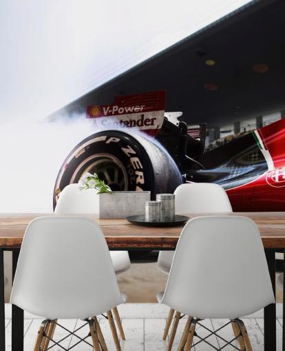 red customizable formula one wallpaper mural called Ferrari F1 for bedrooms and home offices