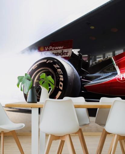 red customizable formula one wallpaper mural called Ferrari F1 for bedrooms and home offices