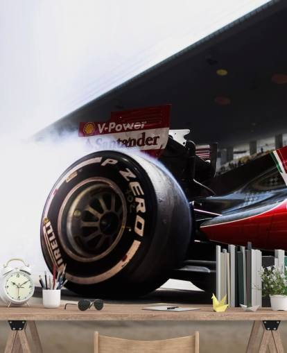 red customizable formula one wallpaper mural called Ferrari F1 for bedrooms and home offices